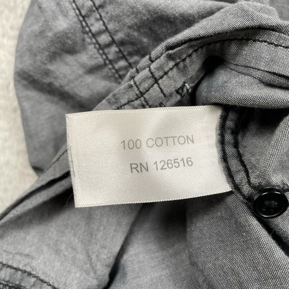 At Collins Shirt Mens Large Gray Affliction Style Embroidered Damask Y2K Button - Picture 9 of 9